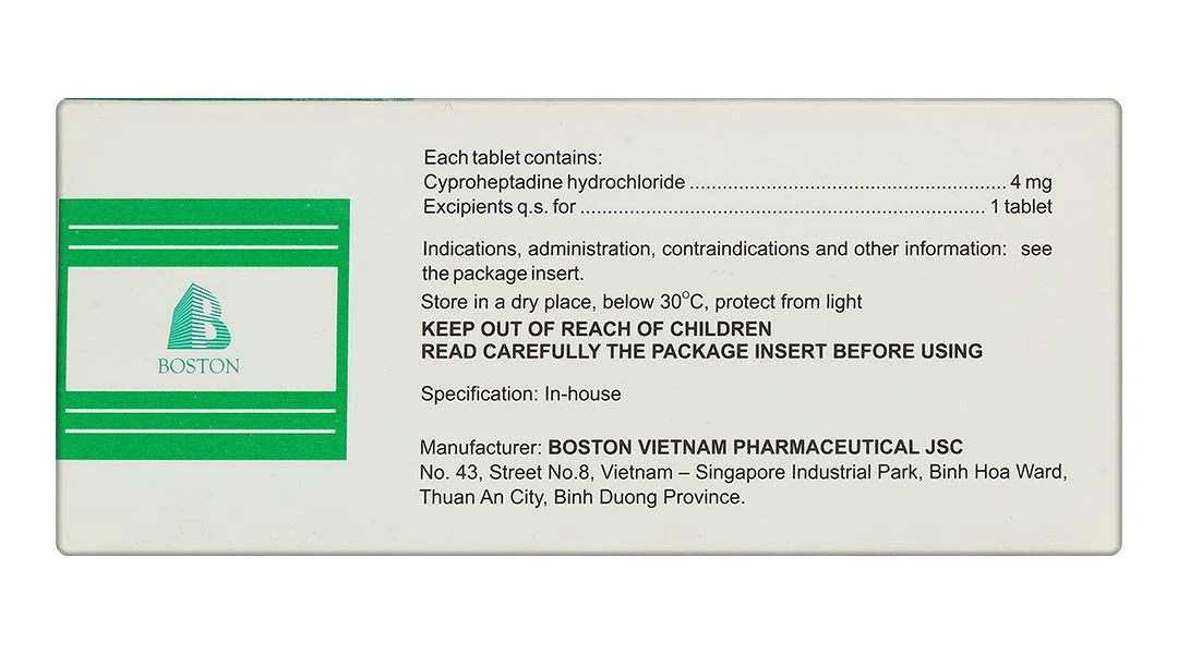 Periboston 4mg điều trị dị ứng và ngứa, đau nửa đầu và đau đầu (10 vỉ x 10 viên) - 3