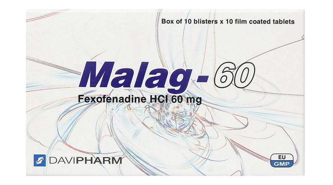 Malag-60 điều trị triệu chứng viêm mũi dị ứng theo mùa, mày đay (10 vỉ x 10 viên) - 1