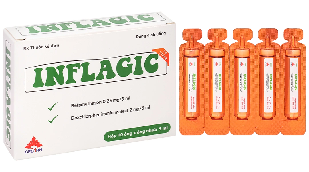 Dung dịch uống Inflagic điều trị hỗ trợ dị ứng ở đường hô hấp, da, mắt (10 ống x 5ml) - 