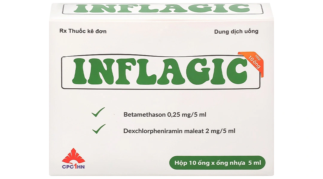 Dung dịch uống Inflagic điều trị hỗ trợ dị ứng ở đường hô hấp, da, mắt (10 ống x 5ml) - 1