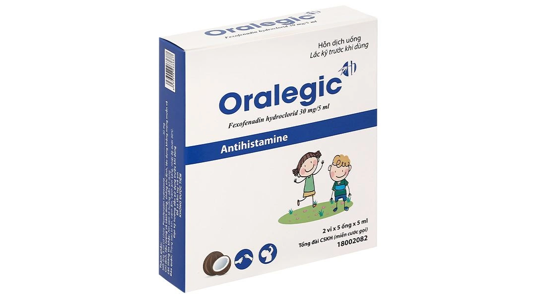 Hỗn dịch uống Oralegic 30mg/5ml điều trị viêm mũi dị ứng theo mùa (10 ống x 5ml) - 