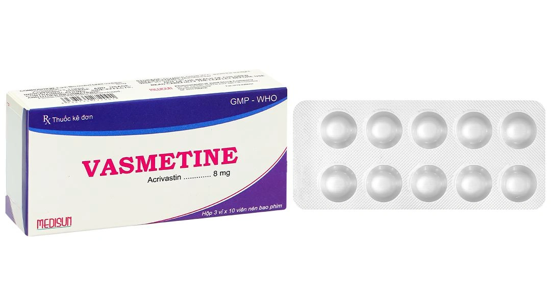 Vasmetine 8mg điều trị viêm mũi dị ứng, nổi mề đay mạn tính vô căn (3 vỉ x 10 viên) - 