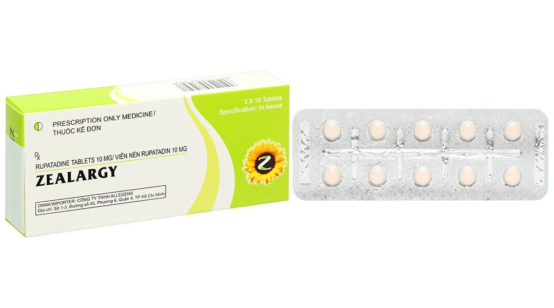 Zealargy 10mg điều trị triệu chứng viêm mũi dị ứng (3 vỉ x 10 viên) - 
