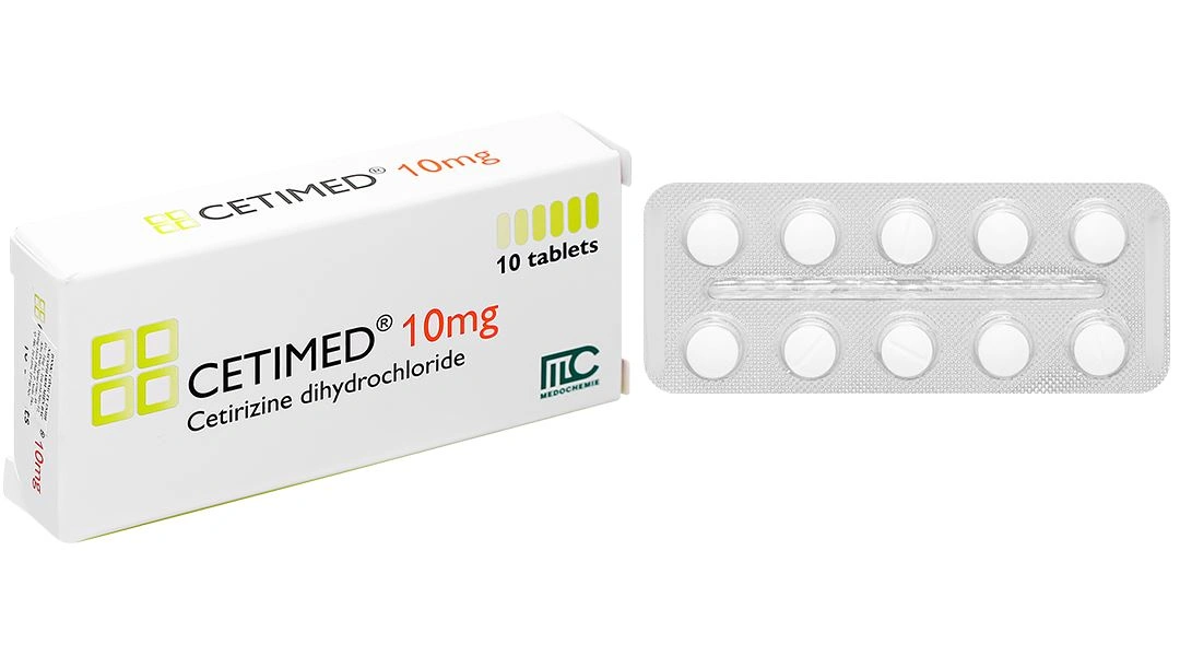 Cetimed 10mg điều trị triệu chứng viêm mũi dị ứng (1 vỉ x 10 viên) - 