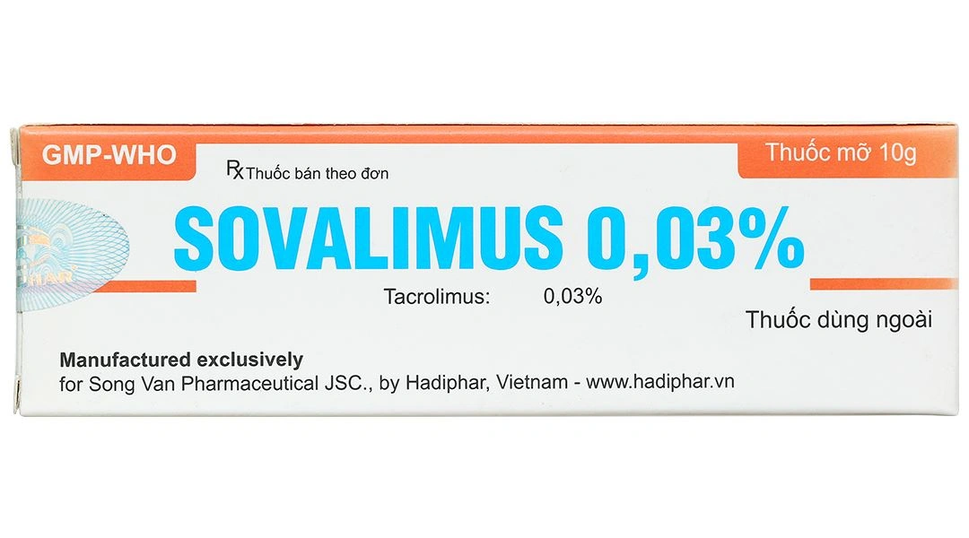 Thuốc mỡ bôi da Sovalimus 0.03% trị chàm thể tạng tuýp 10g - 2