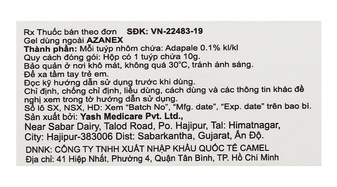Azanex Gel 0.1% trị mụn trứng cá tuýp 10g - 4