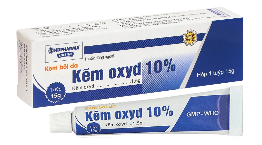 Kem bôi da Kẽm Oxyd 10% HDpharma trị các bệnh da, nhiễm khuẩn da tuýp 15g - 