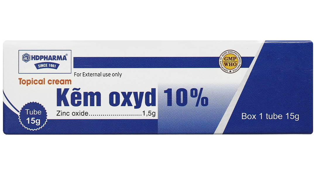 Kem bôi da Kẽm Oxyd 10% HDpharma trị các bệnh da, nhiễm khuẩn da tuýp 15g - 1