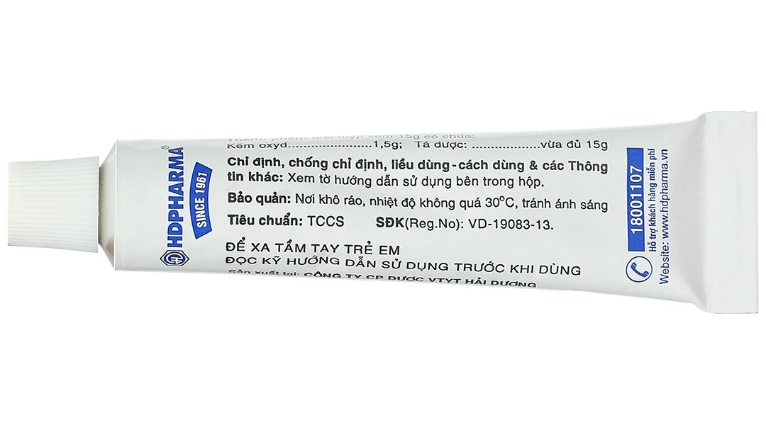 Kem bôi da Kẽm Oxyd 10% HDpharma trị các bệnh da, nhiễm khuẩn da tuýp 15g - 5