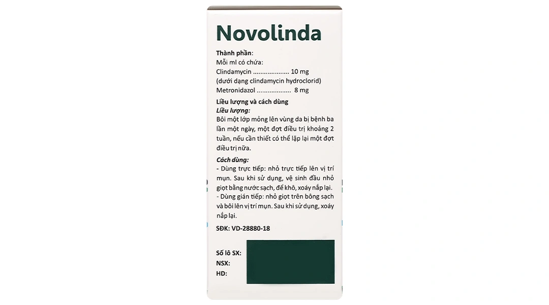 Dung dịch Novolinda điều trị bệnh trứng cá, viêm nang lông, nhiễm khuẩn da chai 30ml - 4