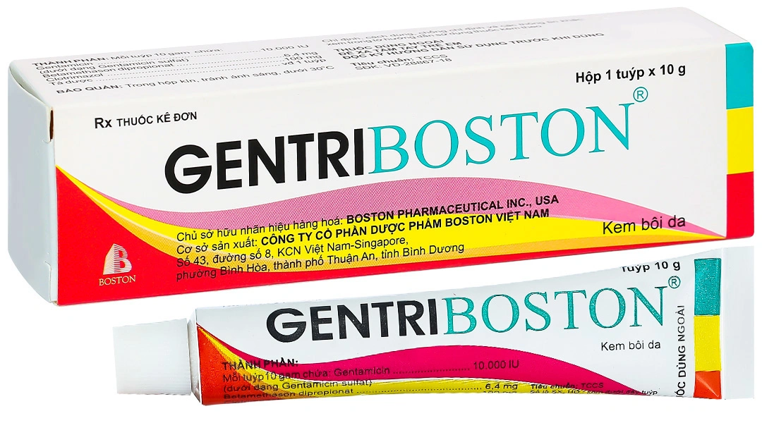 Kem bôi Gentriboston trị bệnh ở da do dị ứng, viêm da tuýp 10g - 