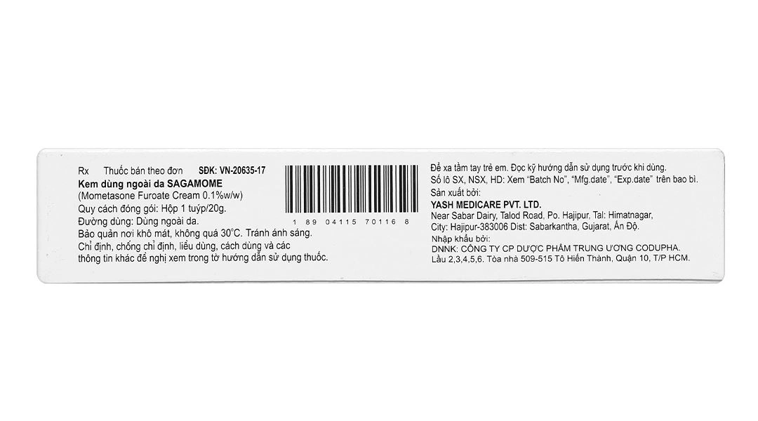 Sagamome Cream 0.1% trị vẩy nến, viêm da dị ứng tuýp 20g - 1
