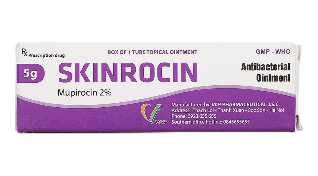 Thuốc mỡ bôi da Skinrocin VCP 2% điều trị nhiễm khuẩn ngoài da tuýp 5g - 1