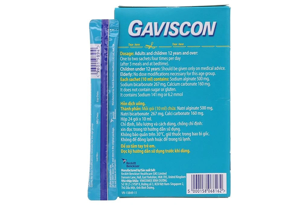Hỗn dịch uống Gaviscon trị triệu chứng trào ngược dạ dày, thực quản (24 gói x 10ml) - 1