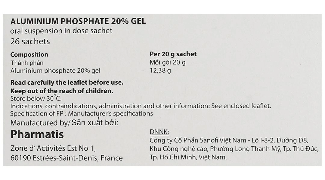 Hỗn dịch uống Phosphalugel 20% giảm độ axit của dạ dày (26 gói x 20g) - 7