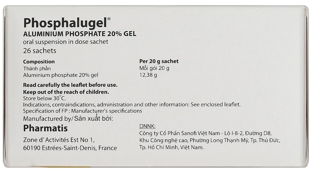 Hỗn dịch uống Phosphalugel 20% giảm độ axit của dạ dày (26 gói x 20g) - 3