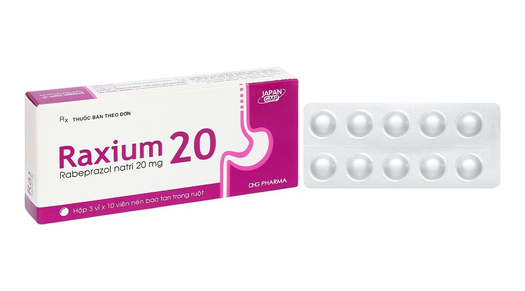 Raxium 20mg điều trị loét dạ dày, tá tràng (3 vỉ x 10 viên) - 