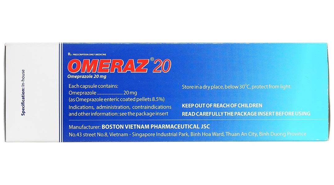Omeraz 20 điều trị và dự phòng viêm loét, trào ngược dạ dày, thực quản (10 vỉ x 10 viên) - 4