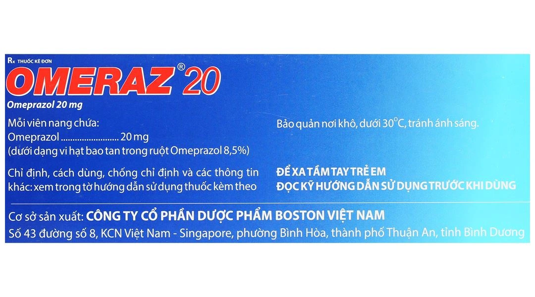 Omeraz 20 điều trị và dự phòng viêm loét, trào ngược dạ dày, thực quản (10 vỉ x 10 viên) - 8
