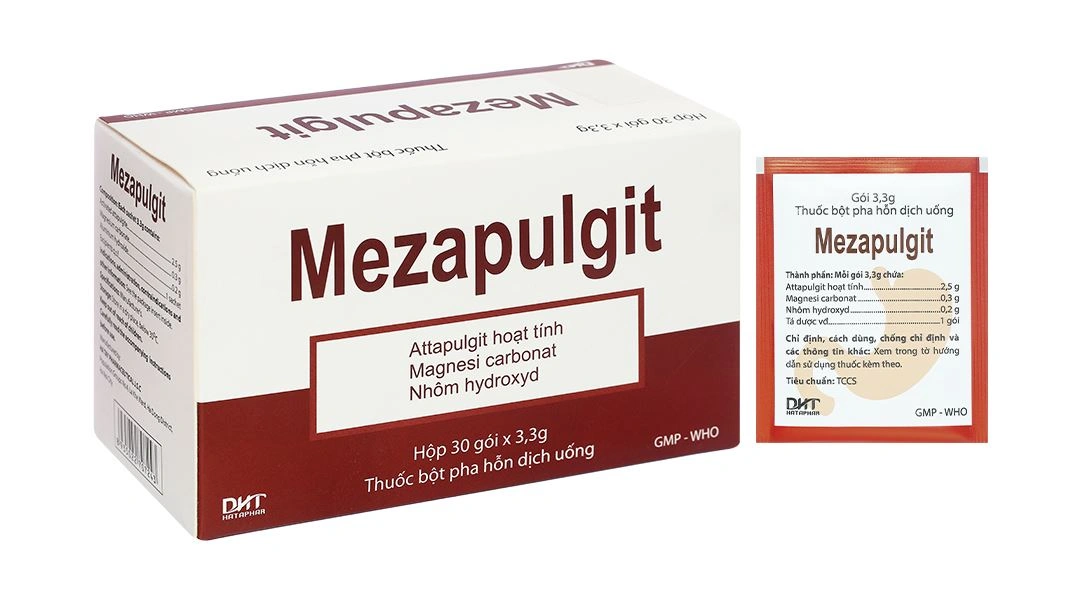 Thuốc bột Mezapulgit trị triệu chứng đau do bệnh thực quản - tá tràng (30 gói x 3.3g) - 