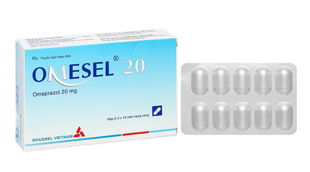 Omesel 20 trị và phòng ngừa tái phát loét dạ dày - ruột (3 vỉ x 10 viên) - 