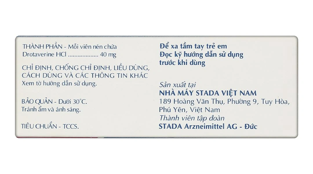 Drotaverine Stada 40mg điều trị triệu chứng co thắt dạ dày (5 vỉ x 10 viên) - 2