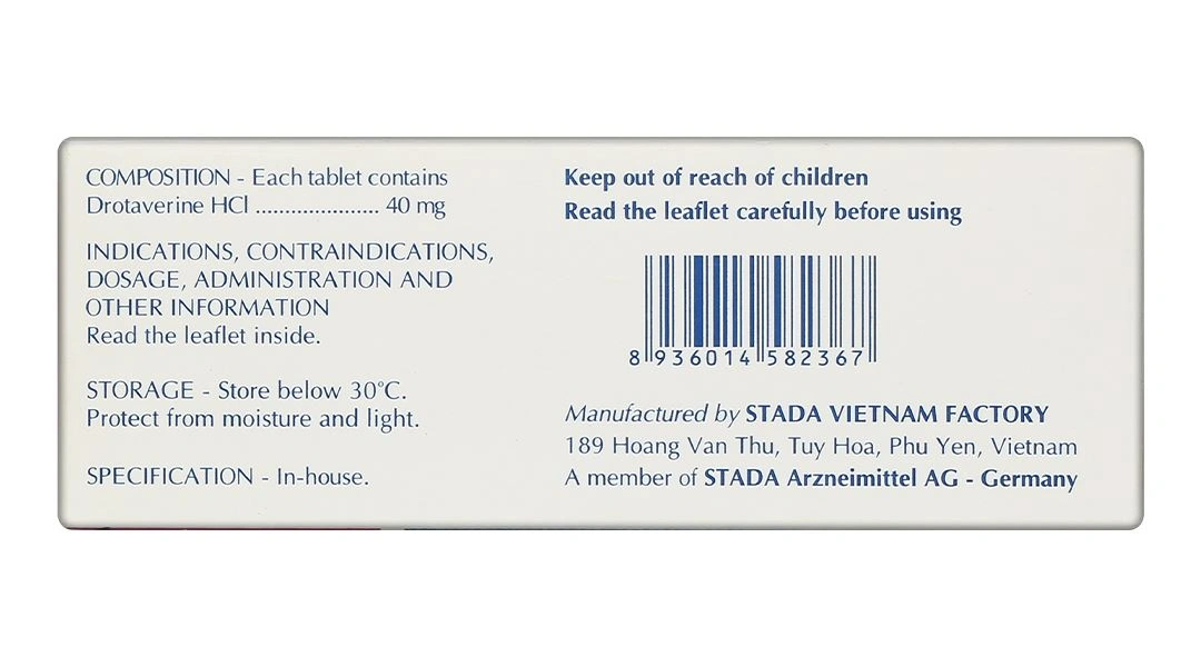 Drotaverine Stada 40mg điều trị triệu chứng co thắt dạ dày (5 vỉ x 10 viên) - 3