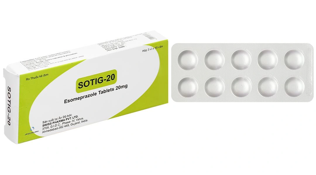 Sotig-20 trị trào ngược dạ dày, thực quản (3 vỉ x 10 viên) - 
