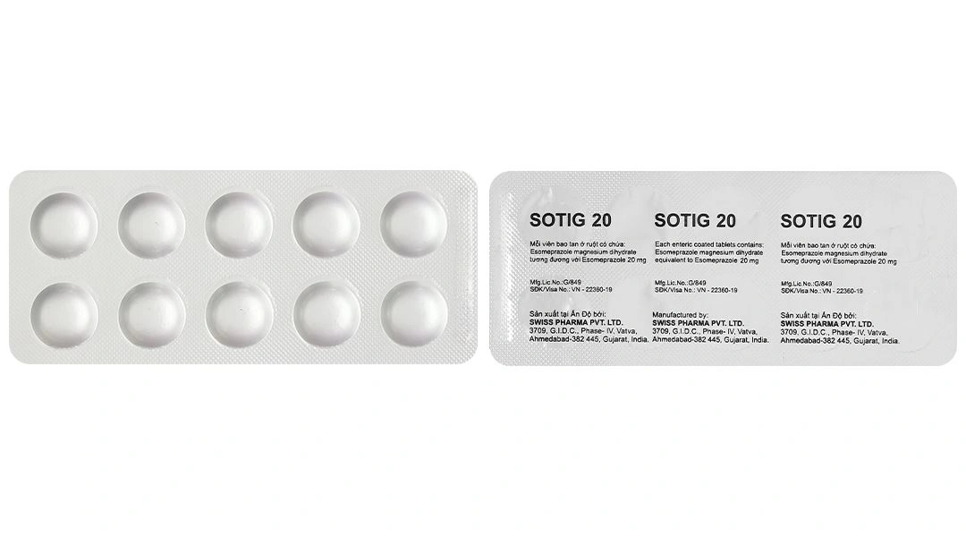 Sotig-20 trị trào ngược dạ dày, thực quản (3 vỉ x 10 viên) - 4