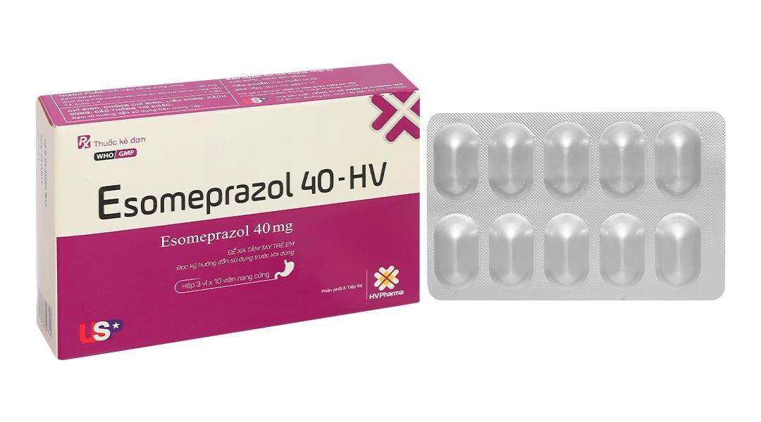 Esomeprazol 40-HV điều trị trào ngược dạ dày, thực quản (3 vỉ x 10 viên) - 