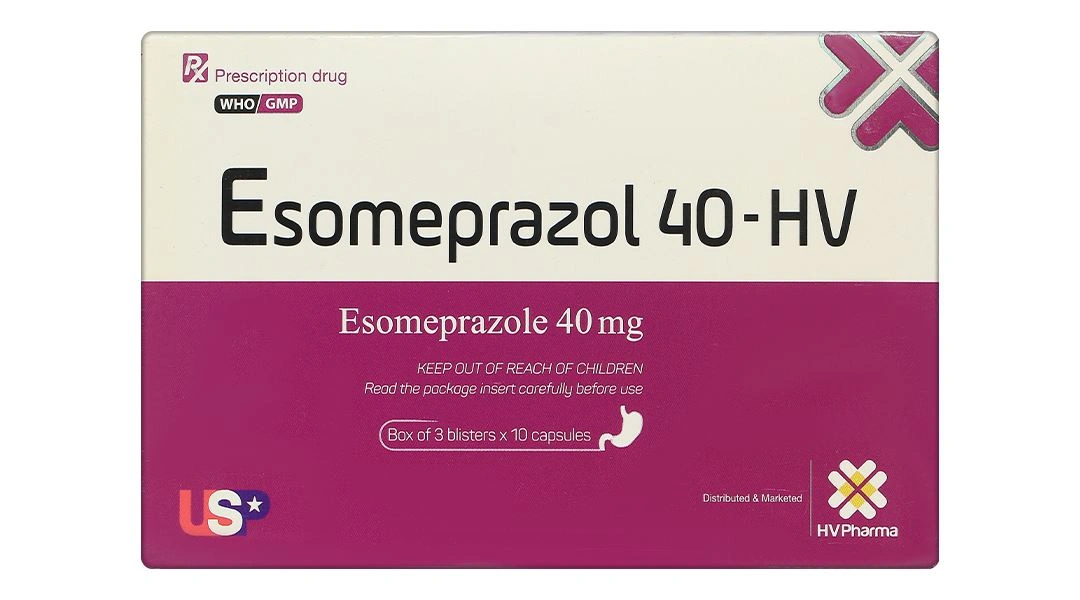 Esomeprazol 40-HV điều trị trào ngược dạ dày, thực quản (3 vỉ x 10 viên) - 1