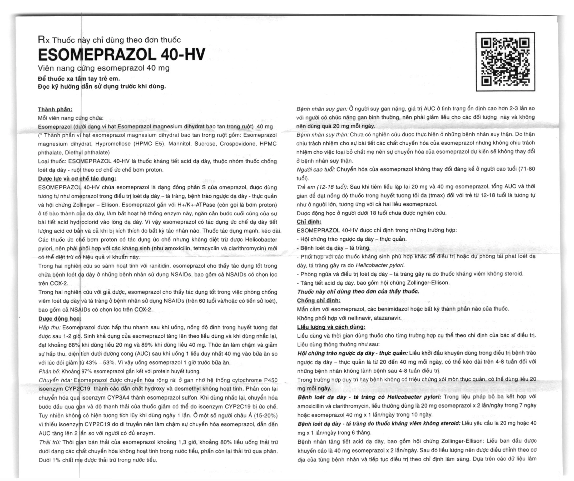 Esomeprazol 40-HV điều trị trào ngược dạ dày, thực quản (3 vỉ x 10 viên) - 4