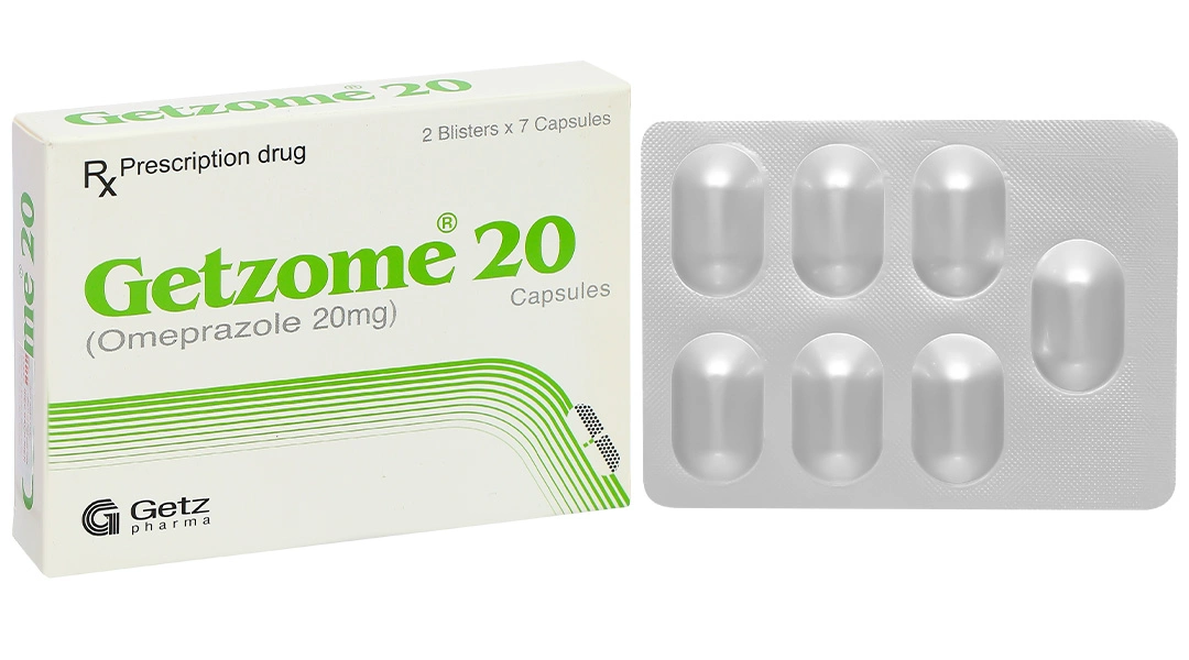 Getzome 20 điều trị loét dạ dày, tá tràng (2 vỉ x 7 viên) - 