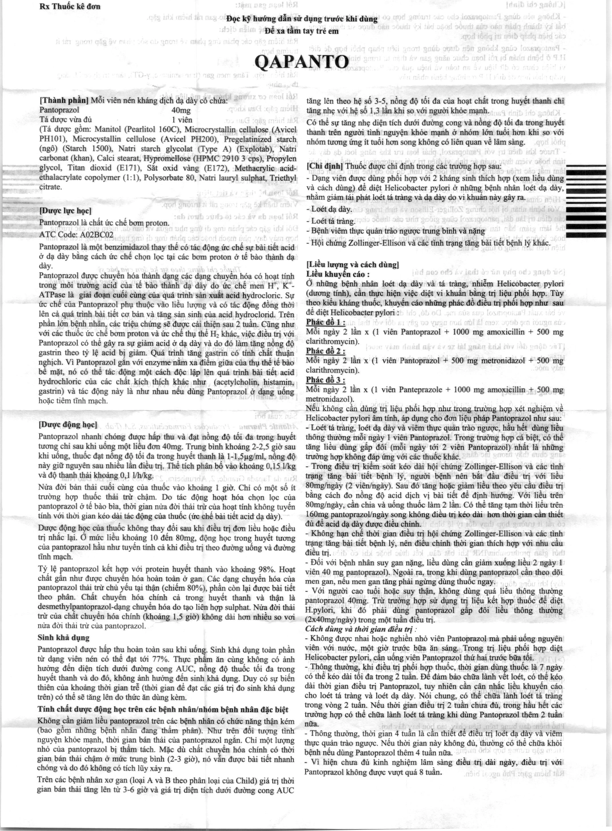 Qapanto 40mg trị loét dạ dày, tá tràng (6 vỉ x 10 viên) - 4