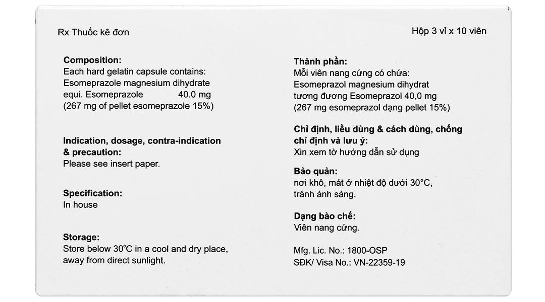 Sopezid 40 điều trị trào ngược dạ dày - thực quản (3 vỉ x 10 viên) - 2