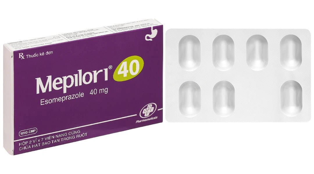 Mepilori 40 điều trị bệnh trào ngược dạ dày, loét dạ dày tá tràng (2 vỉ x 7 viên) - 