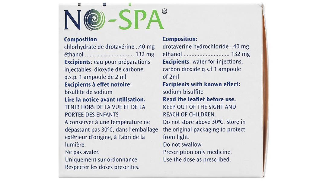 Dung dịch tiêm No-Spa 40mg/2ml chống co thắt cơ trơn (25 ống x 2ml) - 4