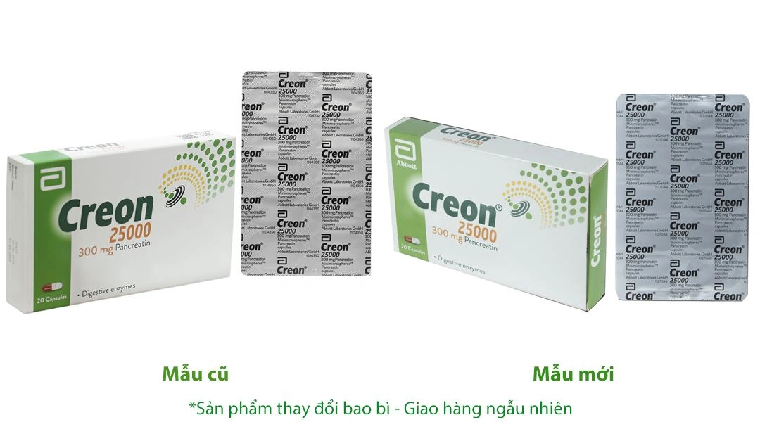 Creon 25000 điều trị thiểu năng tụy ngoại tiết (2 vỉ x 10 viên) - 