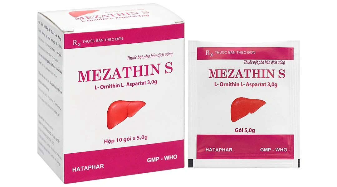 Bột pha hỗn dịch uống Mezathin S 3g tăng giải độc Amoniac ở gan (10 gói x 5g) - 