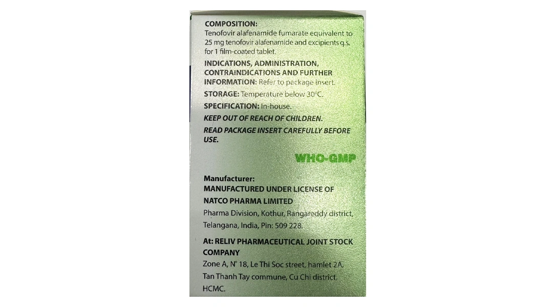 Hepa-Taf 25mg trị viêm gan siêu vi B mạn tính lọ 30 viên - 2
