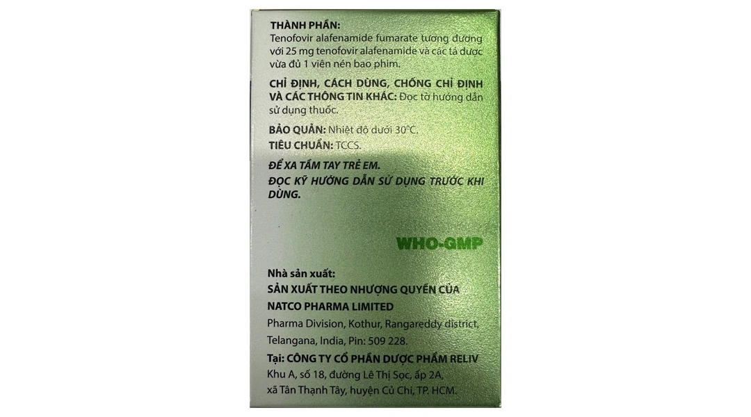 Hepa-Taf 25mg trị viêm gan siêu vi B mạn tính lọ 30 viên - 3
