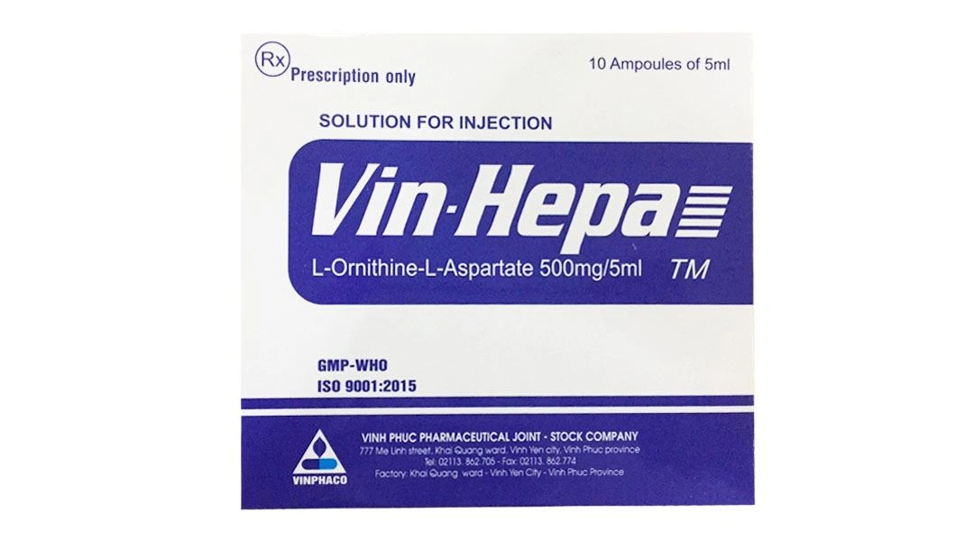 Dung dịch tiêm Vin-Hepa 500mg/5ml hỗ trợ điều trị các bệnh lý ở gan (10 ống x 5ml) - 
