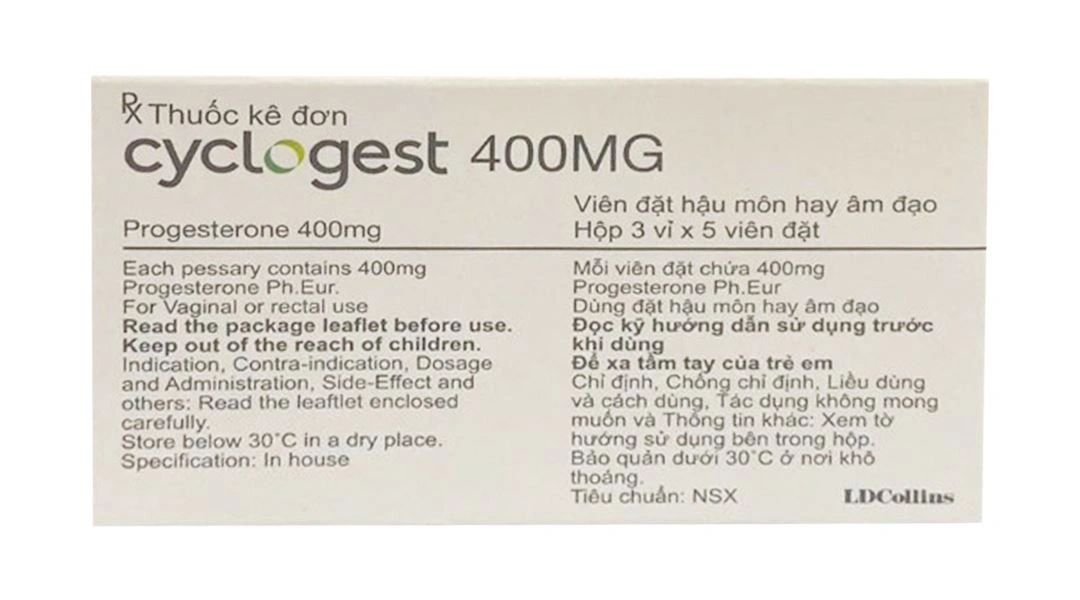 Cyclogest 400mg điều trị các triệu chứng tiền kinh nguyệt (3 vỉ x 5 viên) - 1