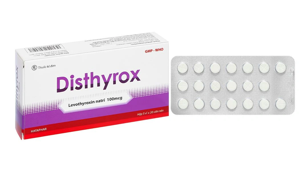 Disthyrox 100mcg điều trị các bệnh lý tuyến giáp (5 vỉ x 20 viên) - 