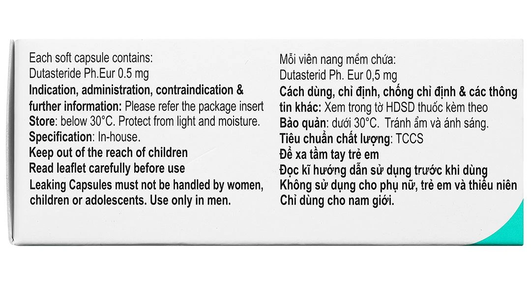 Dutabit 0.5 điều trị các triệu chứng phì đại tuyến tiền liệt lành tính (3 vỉ x 10 viên) - 3