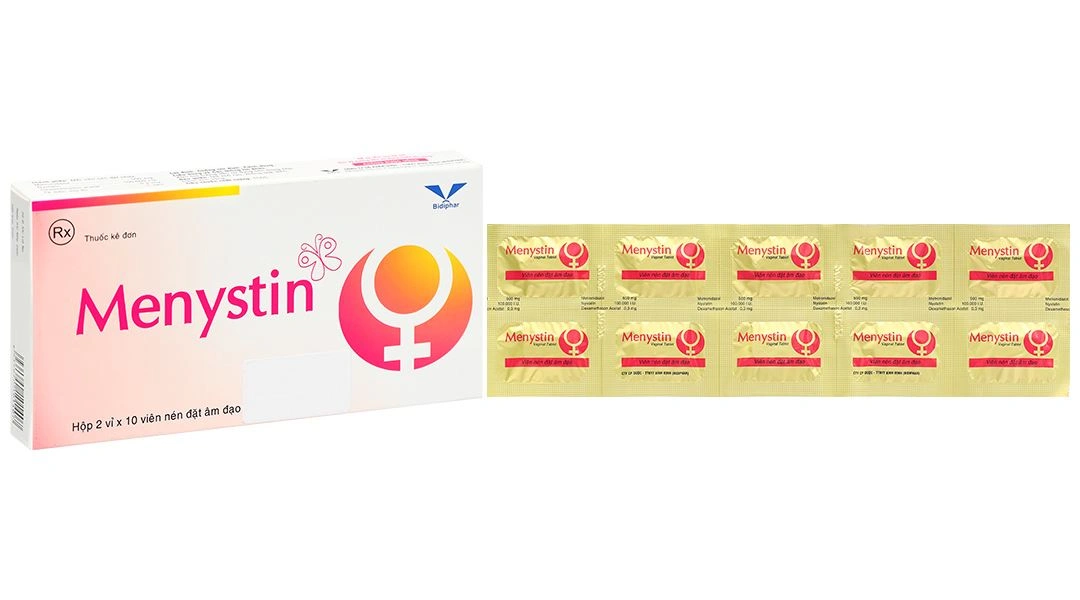 Thuốc đặt Menystin điều trị viêm âm đạo do Trichomonas, nấm Candida (2 vỉ x 10 viên) - 