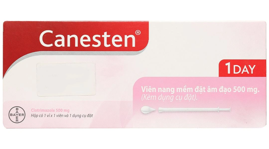 Viên đặt âm đạo Canesten 1 Day 500mg điều trị tại chỗ bệnh viêm âm đạo (1 vỉ x 1 viên) - 