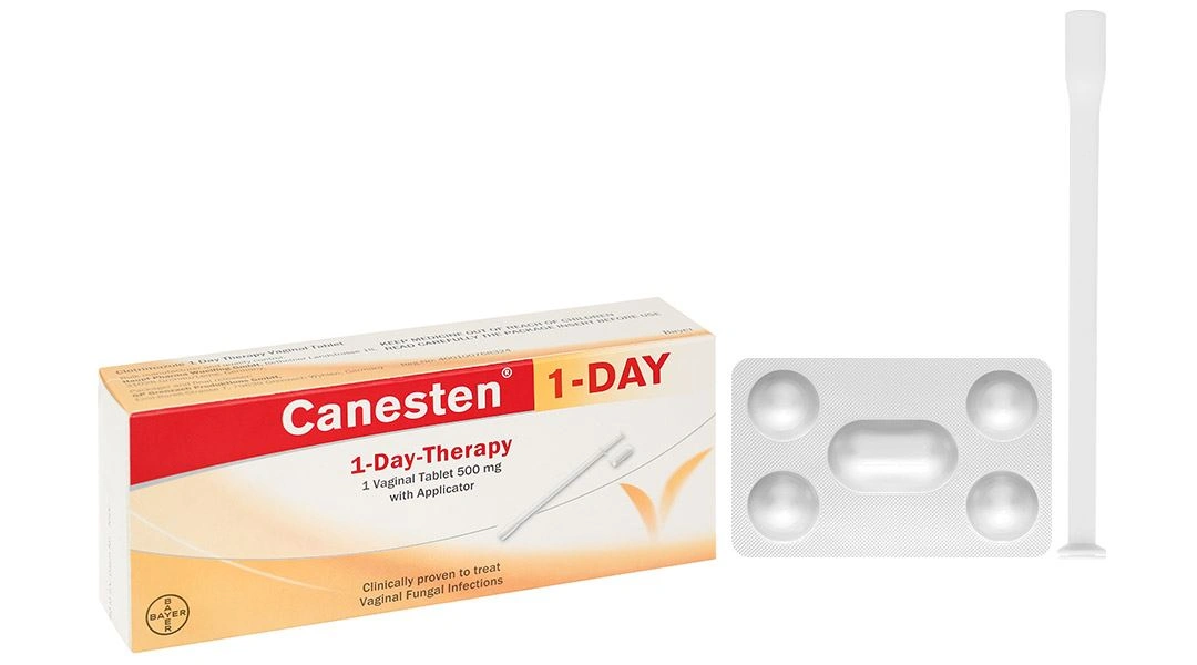 Viên đặt âm đạo Canesten 1-Day 500mg hỗ trợ điều trị viêm âm đạo (1 vỉ x 1 viên) - 