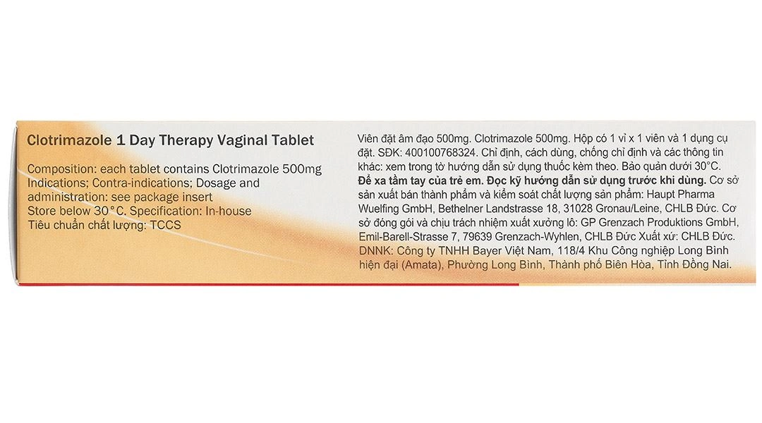 Viên đặt âm đạo Canesten 1-Day 500mg hỗ trợ điều trị viêm âm đạo (1 vỉ x 1 viên) - 3