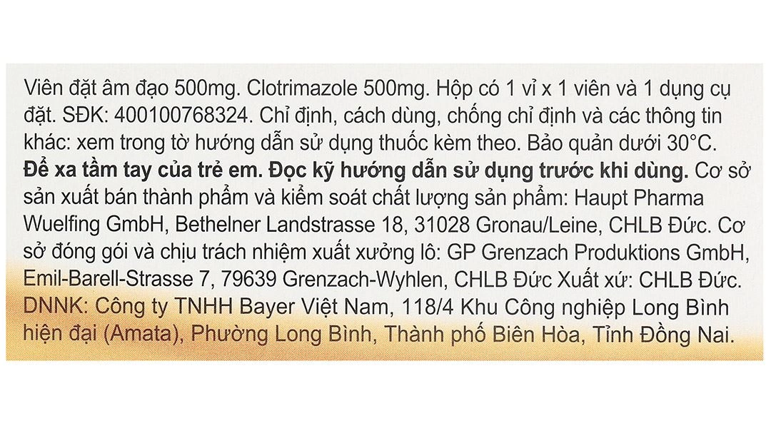 Viên đặt âm đạo Canesten 1-Day 500mg hỗ trợ điều trị viêm âm đạo (1 vỉ x 1 viên) - 7